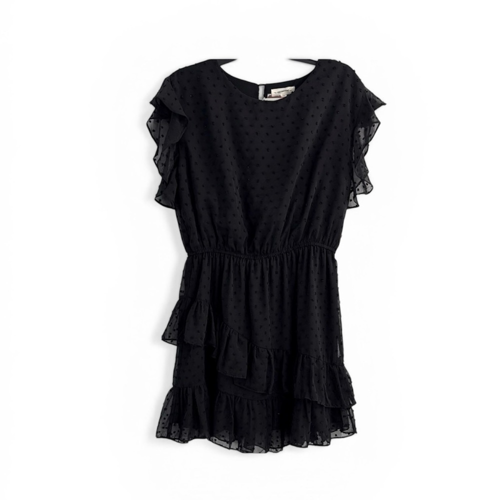 NWT Eesome Black Ruffled Tiered Dress. Lined. Sz S.